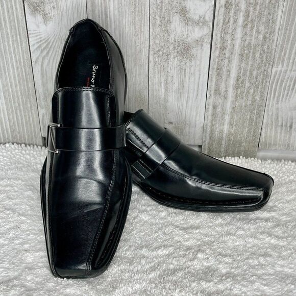 Bruno Marc Giorgio-3 Black Buckle Strap Dress Loafers Size 9.5 - Picture 1 of 11